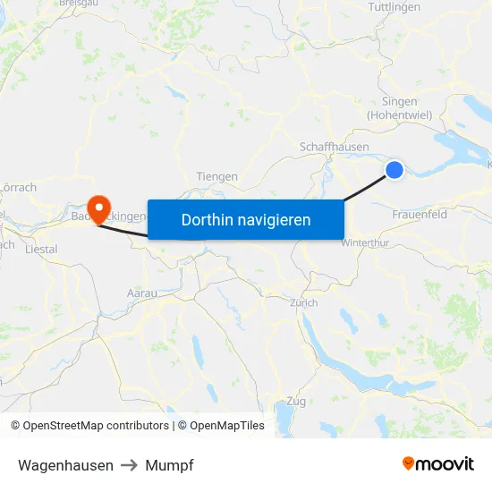 Wagenhausen to Mumpf map