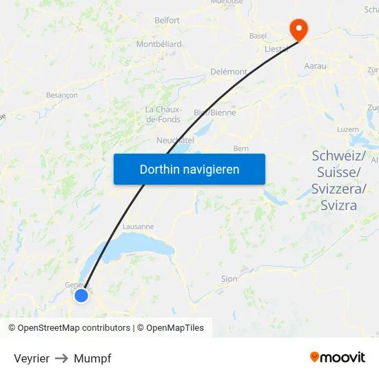 Veyrier to Mumpf map