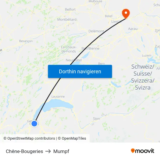 Chêne-Bougeries to Mumpf map
