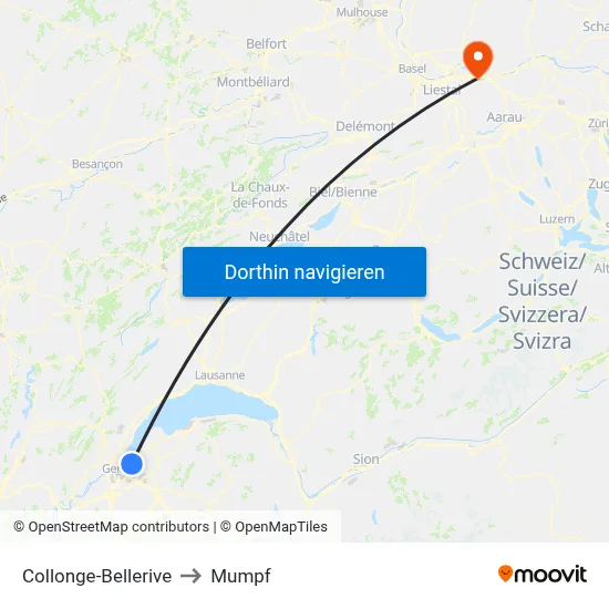 Collonge-Bellerive to Mumpf map