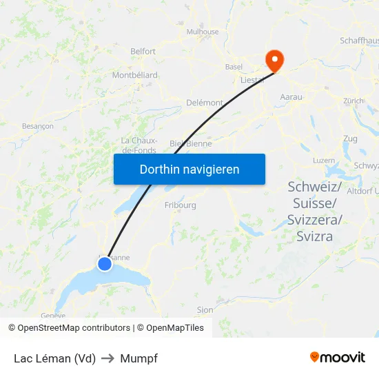 Lac Léman (Vd) to Mumpf map