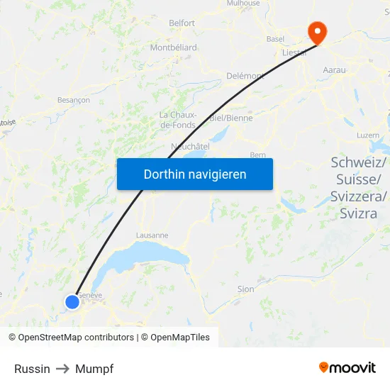 Russin to Mumpf map