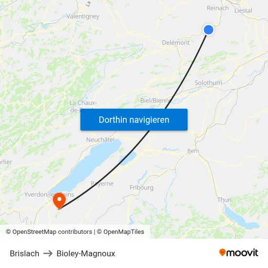 Brislach to Bioley-Magnoux map