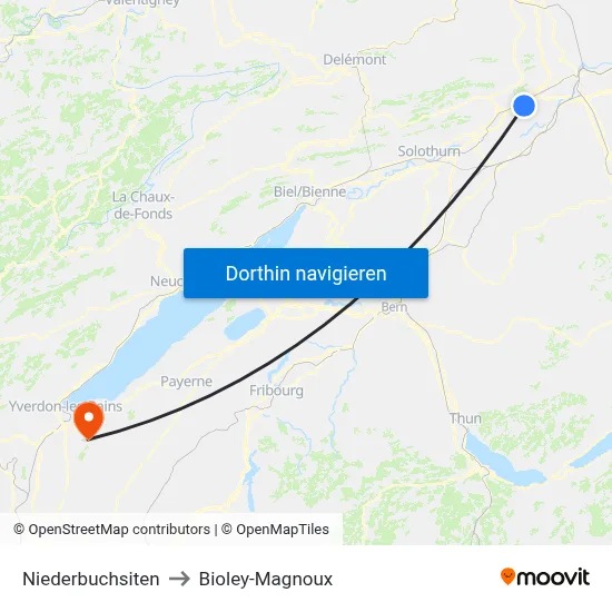 Niederbuchsiten to Bioley-Magnoux map