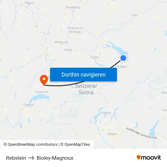 Rebstein to Bioley-Magnoux map