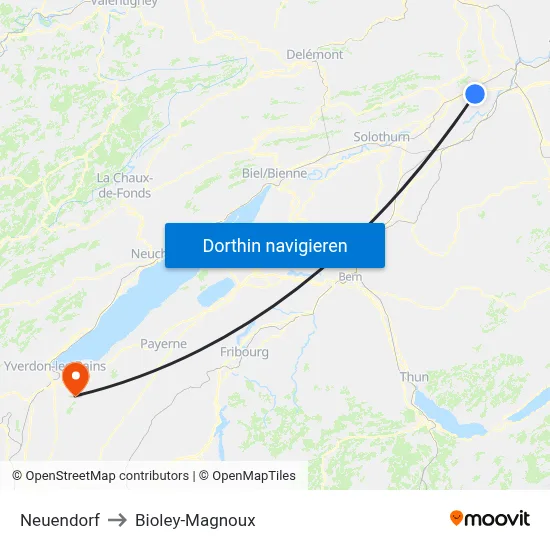 Neuendorf to Bioley-Magnoux map