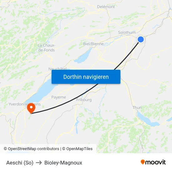 Aeschi (So) to Bioley-Magnoux map