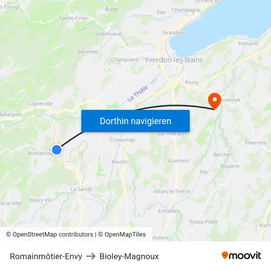Romainmôtier-Envy to Bioley-Magnoux map