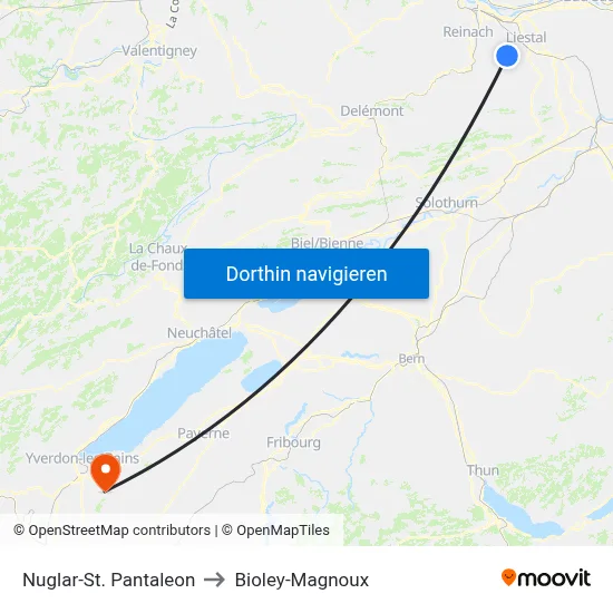 Nuglar-St. Pantaleon to Bioley-Magnoux map