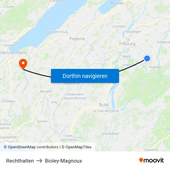 Rechthalten to Bioley-Magnoux map