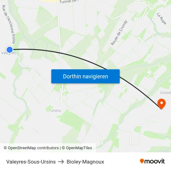 Valeyres-Sous-Ursins to Bioley-Magnoux map