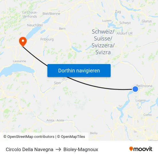 Circolo Della Navegna to Bioley-Magnoux map