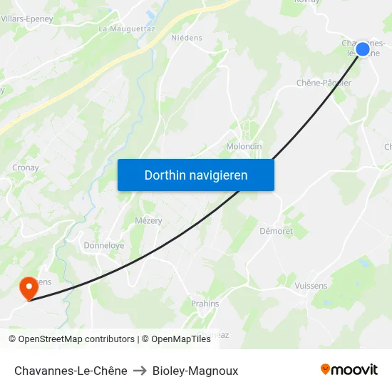 Chavannes-Le-Chêne to Bioley-Magnoux map