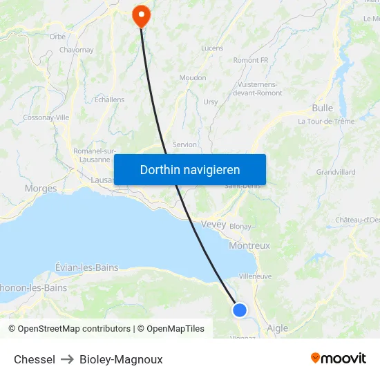 Chessel to Bioley-Magnoux map