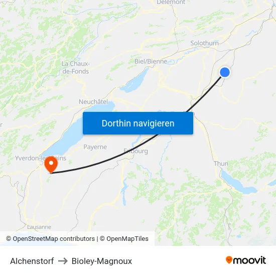 Alchenstorf to Bioley-Magnoux map