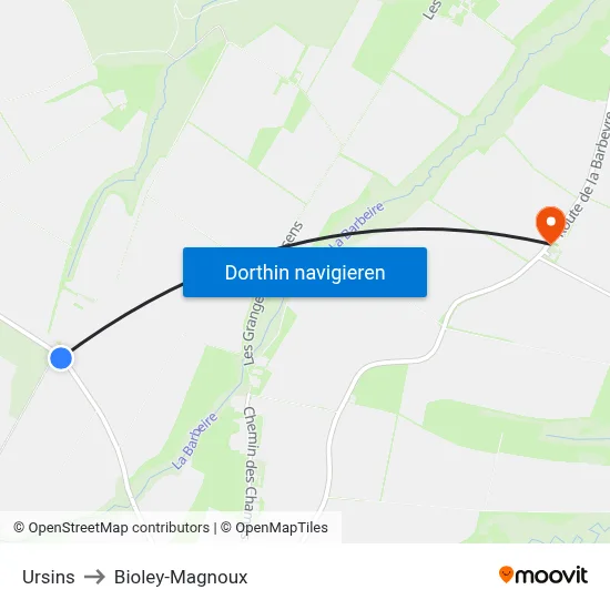 Ursins to Bioley-Magnoux map