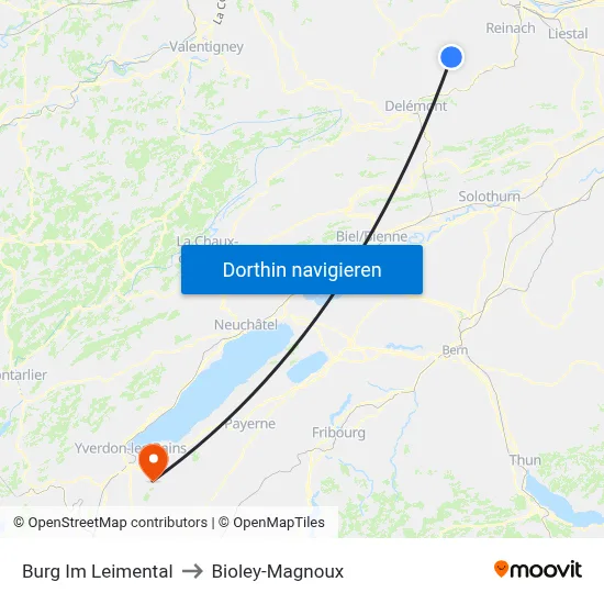 Burg Im Leimental to Bioley-Magnoux map
