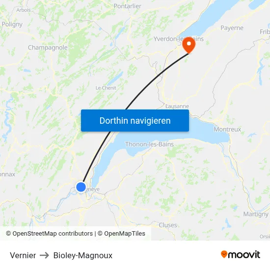 Vernier to Bioley-Magnoux map