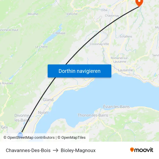 Chavannes-Des-Bois to Bioley-Magnoux map