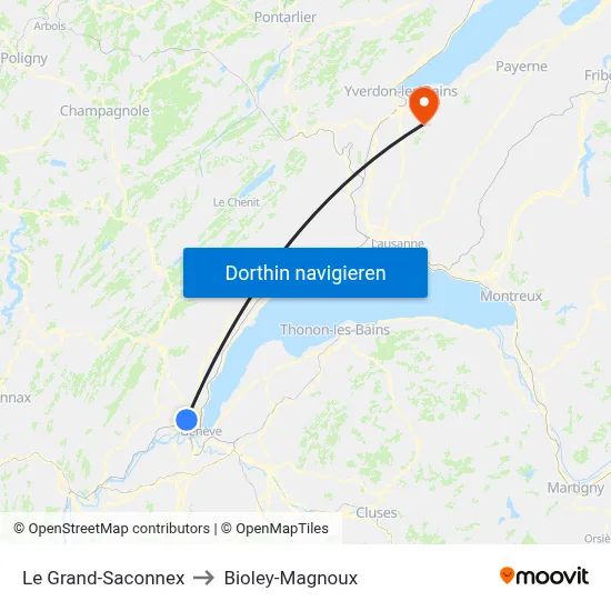 Le Grand-Saconnex to Bioley-Magnoux map