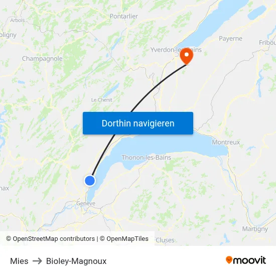 Mies to Bioley-Magnoux map