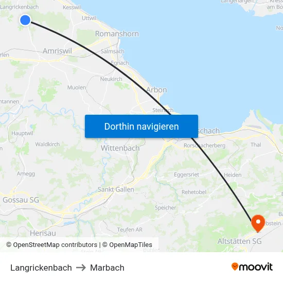 Langrickenbach to Marbach map