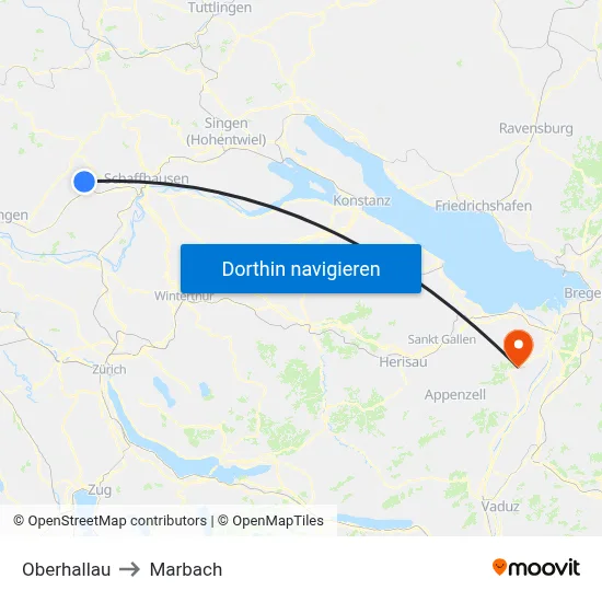 Oberhallau to Marbach map