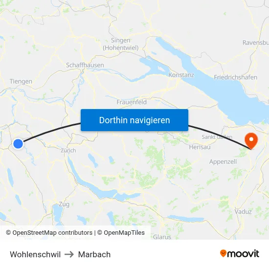 Wohlenschwil to Marbach map