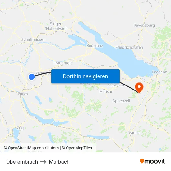 Oberembrach to Marbach map