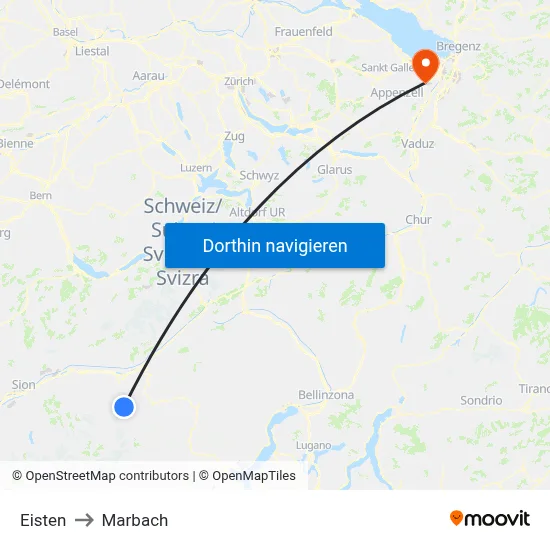 Eisten to Marbach map