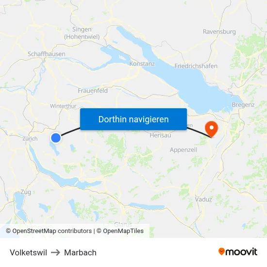 Volketswil to Marbach map