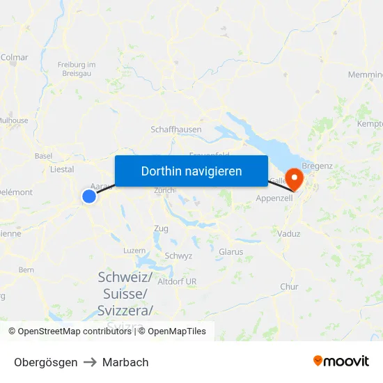 Obergösgen to Marbach map