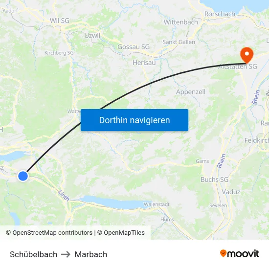 Schübelbach to Marbach map