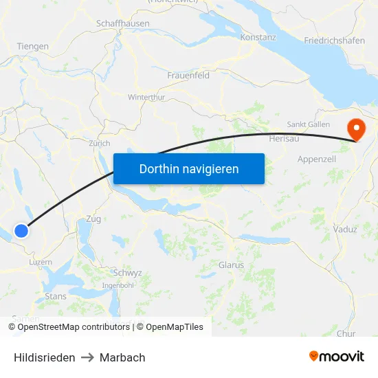 Hildisrieden to Marbach map
