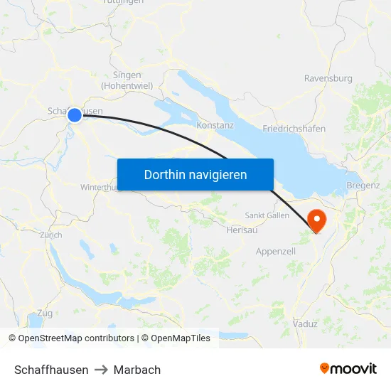Schaffhausen to Marbach map