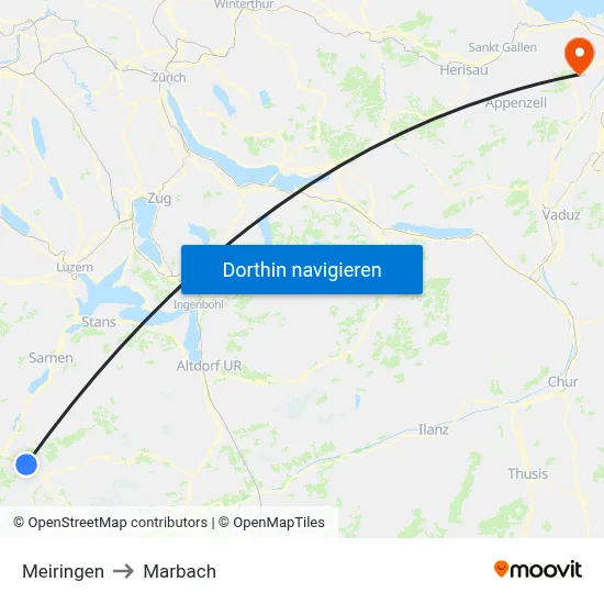 Meiringen to Marbach map