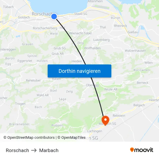Rorschach to Marbach map