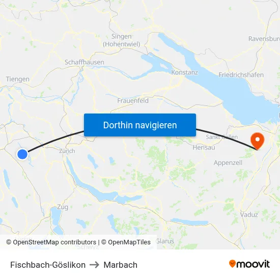 Fischbach-Göslikon to Marbach map