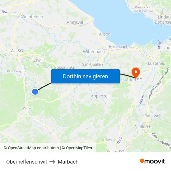 Oberhelfenschwil to Marbach map