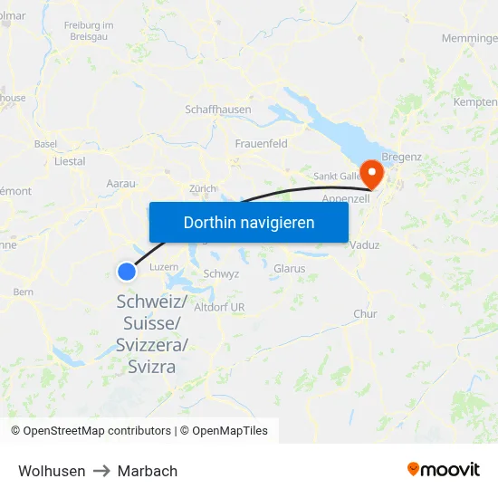 Wolhusen to Marbach map