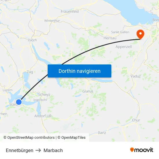 Ennetbürgen to Marbach map