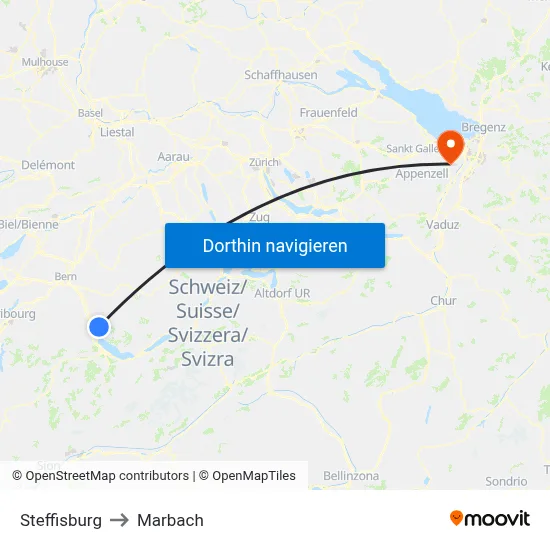 Steffisburg to Marbach map