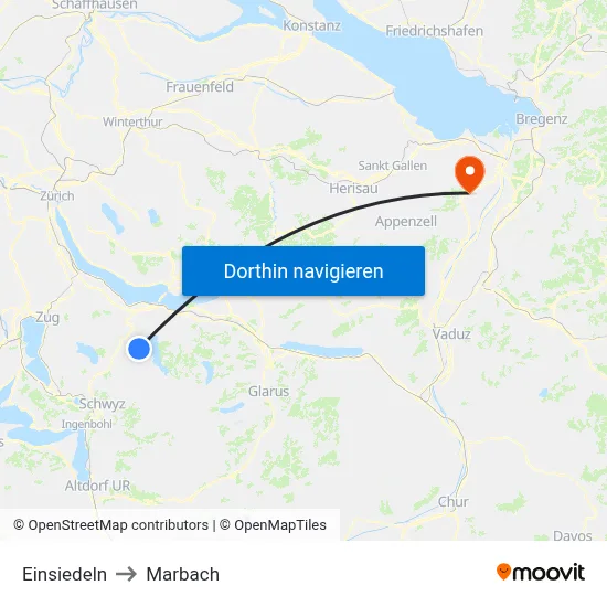Einsiedeln to Marbach map