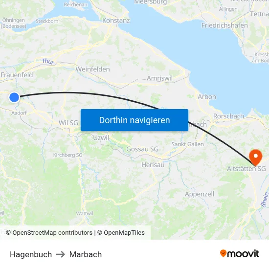 Hagenbuch to Marbach map