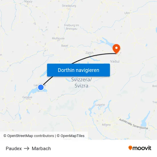 Paudex to Marbach map