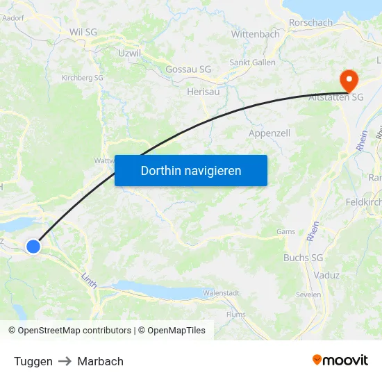 Tuggen to Marbach map