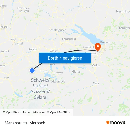 Menznau to Marbach map