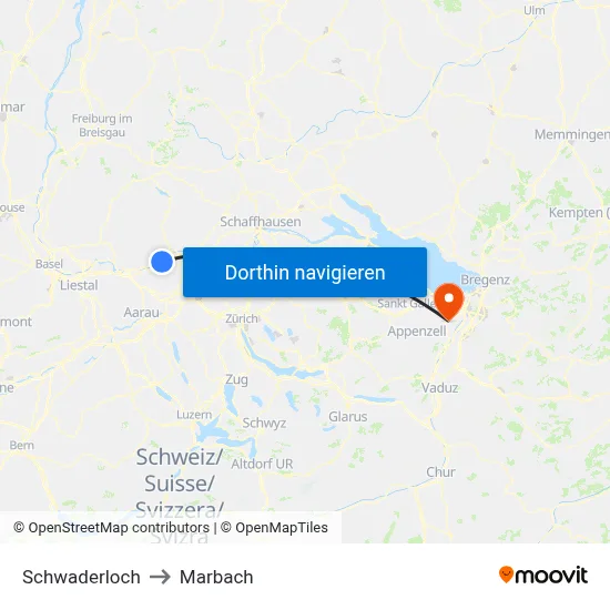 Schwaderloch to Marbach map