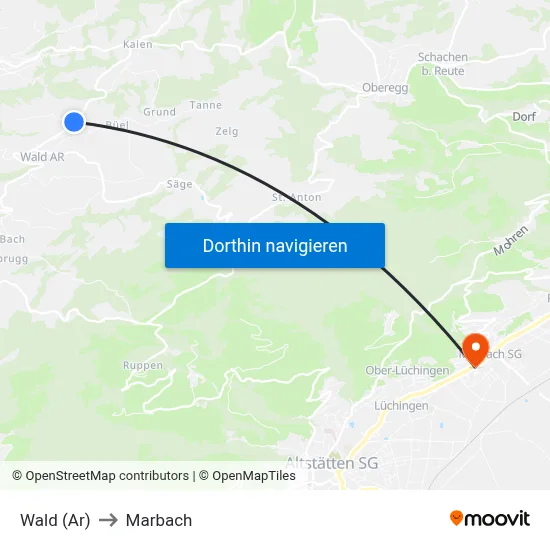 Wald (Ar) to Marbach map