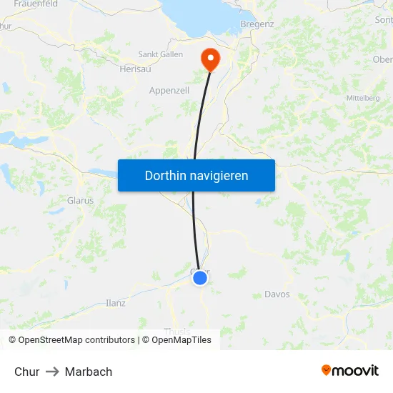 Chur to Marbach map